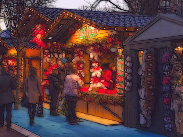Maisonnettes en bois typiques d'un Marché de Noël